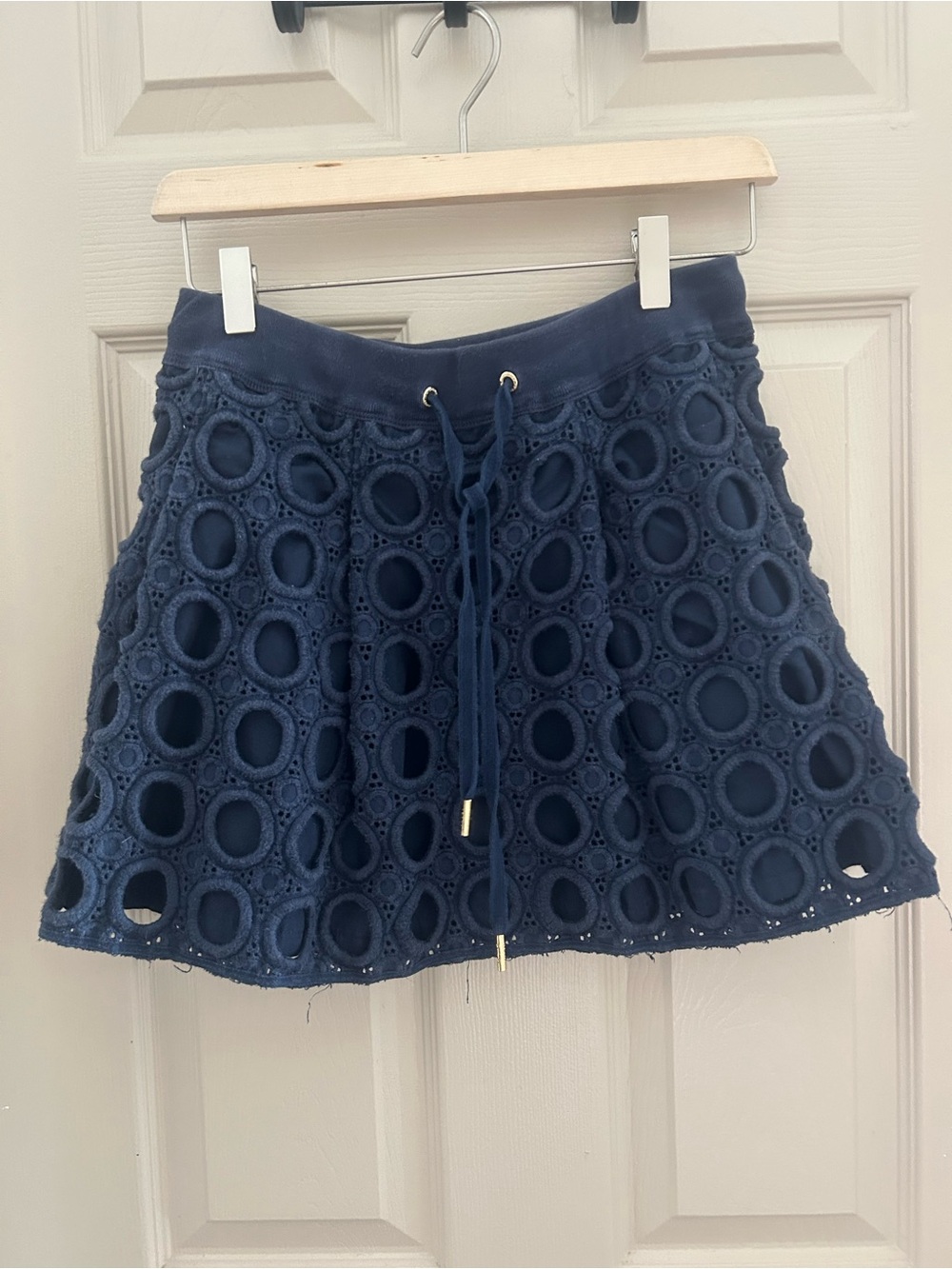 Juicy Couture Navy Circle Eyelet Skater Skirt